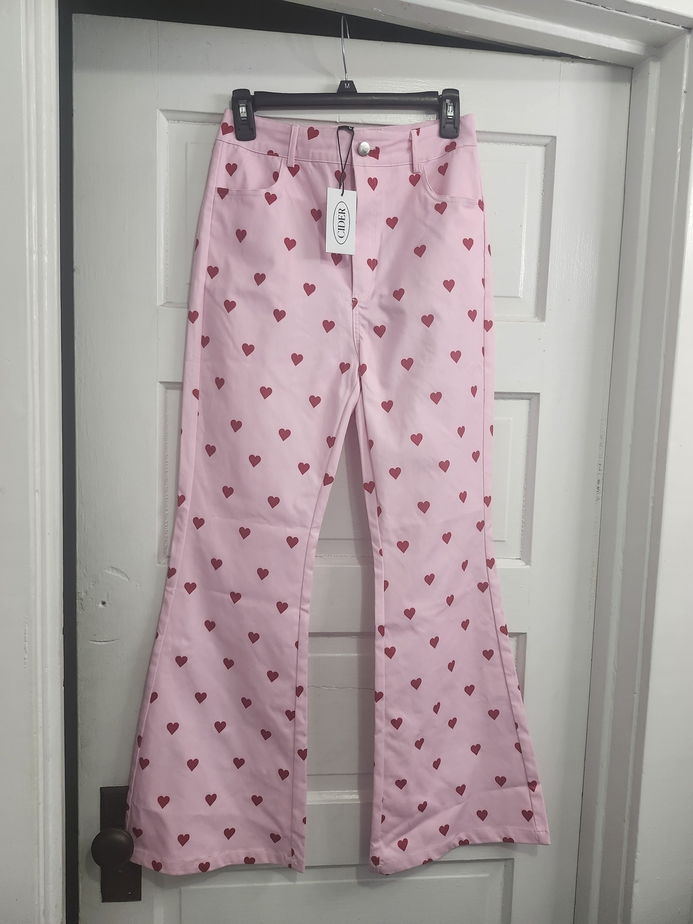 Cider Pink Pantss with Red Heart Print
